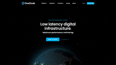 OneQode • Homepage dark futuristic landing page sci fi space web design website