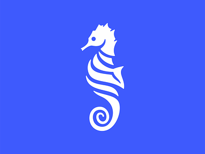 Seahorse Logo abstract animal blue branding design emblem geometric icon illustration logo marine mark modern ocean original sea seahorse sports unique vector