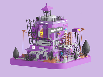 Apocalyptic city - Radio station 3d animation blockchain branding building city crypto game graphic design illustration isometric landing page motion graphics nft render unity visual design vr web web3