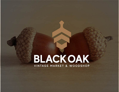 Black Oak Vintage market and woodshop abstract logo minimal modern oak