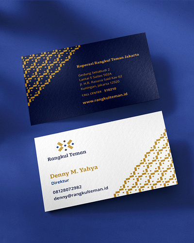 Rangkul Teman Cooperative - Business Card batik blue brand identity branding business card cooperative design digital financial fintech graphic design indonesia jakarta koperasi logo logo design namecard pattern ui