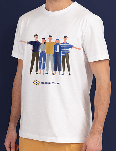 Rangkul Teman Cooperative - T shirt blue brand identity branding cooperative design digital fintech gold graphic design illustration indonesia jakarta koperasi loan logo online tshirt ui vector