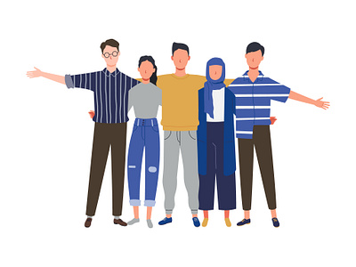 Rangkul Teman Cooperative - Main Illustration Concept blue brand identity branding cooperative design diversity embrace fintech friends gold graphic design illustration indonesia jakarta koperasi logo rangkul teman ui vector