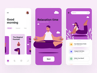 Meditation Mobile App app design meditation mobile app purple ui ux yoga