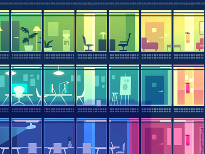 Workspace city colors illustration light openspace space work workplace