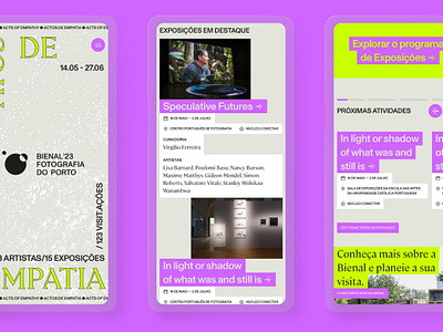 Bienal Fotografia do Porto 2023 Edition / Website/ Mobile design interface mobile responsive typography ui ux web