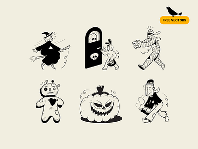 Halloween Free Vectors download free figma free freebie getillustrations halloween icons illustration illustrations illustrations for website mummy notion premium illustrations pumpkin spooky svg vector voodoo doll witch zombie