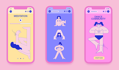 Illustrations for dancing school identity app design illustration typography ui vector