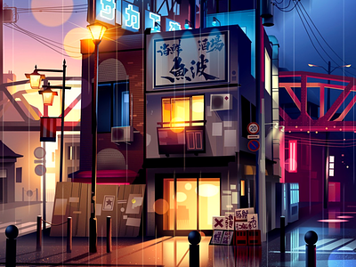 Tokyo by night🗼🌙 city illustration light neon neonlight rain routard tokyo traveling