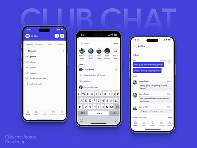 Club chat feature for Cookie app app app design channel chat communication design message messenger social media sport app ui ux
