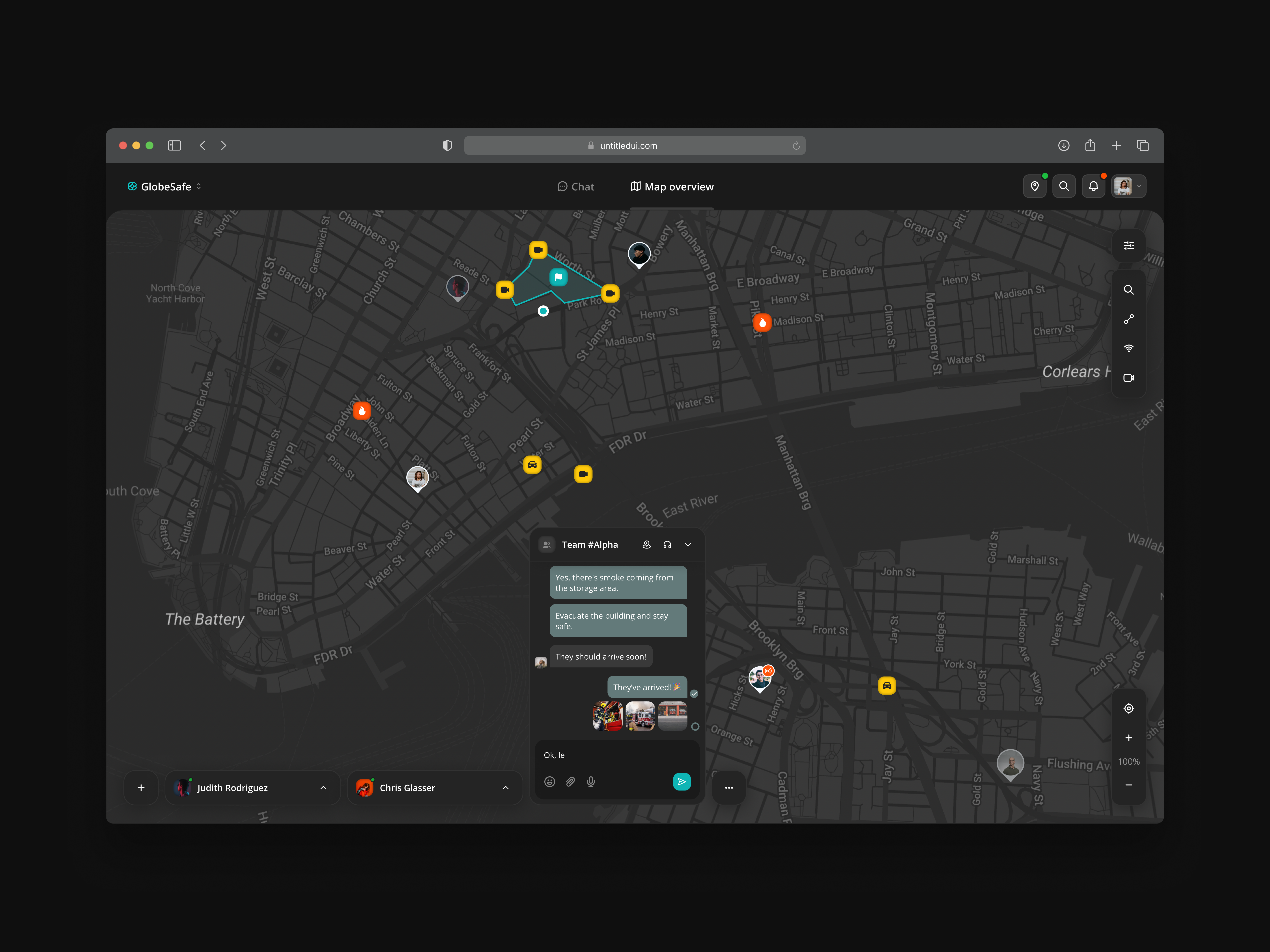 Connnect - Map Overview app cad design first responders force interface management map mission critical page security task ui ux web