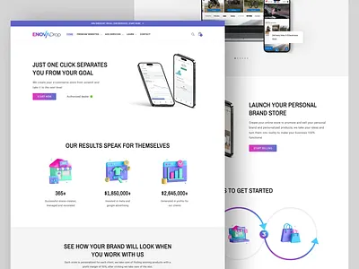 Enovadrop - Digital Services Website 3d ads agency animation bussines digital agency dropshiping dropshipping store graphic design marketing shopify shopify website ui design uiux web design website