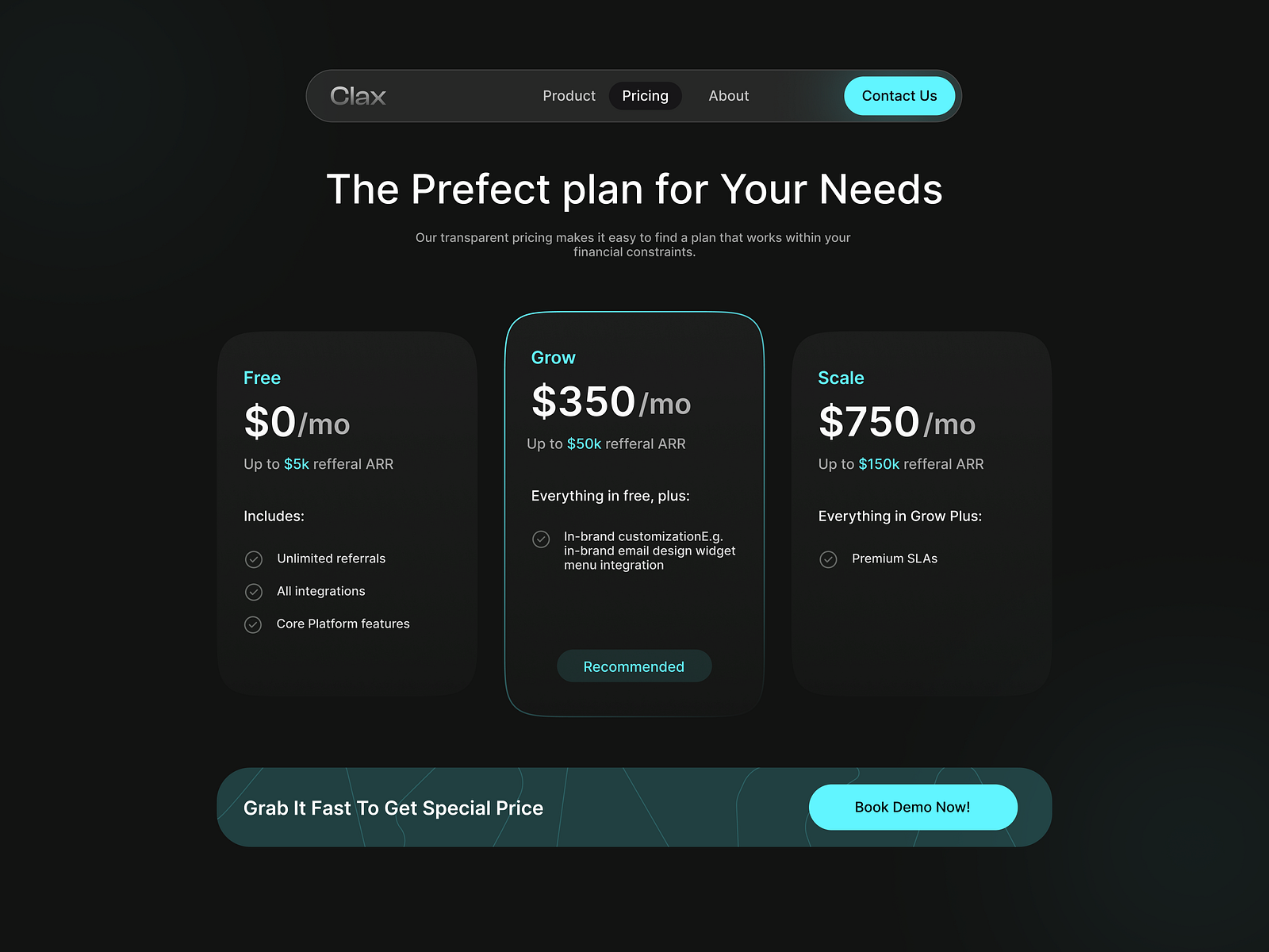 Pricing UI - Dark Theme by Redha Nacer Bey on Dribbble