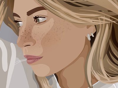 Illustration Portrait Blonde Girl with Freckles blonde design girl illustration portrait procreate vector
