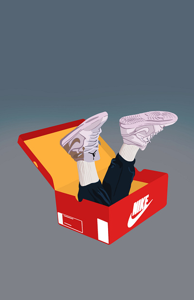 Illustration Flying Nike's Shoe Store Poster branding grpahics illustration jordan nike procreate shoe store vector