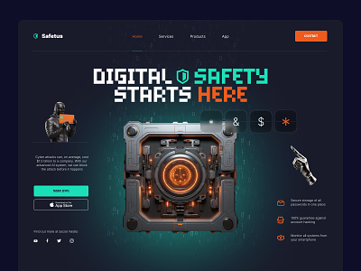 Safetus — Digital Safety Service Hero Page branding design digital safety graphic design graphic designer landing logo safety ui uiux ux visual design visual identity web web design