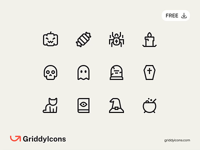 Free Halloween Icons book candle candy cat cementery coffin free ghost halloween hat icon icons pumpkin spellbook spider spooky ui wizard