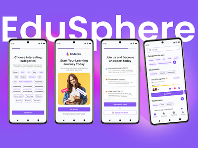 EduSphere | E-learning mobile app animation app e learning app e learning platform interactive design logo mobile mobile app product design ui uiux ux
