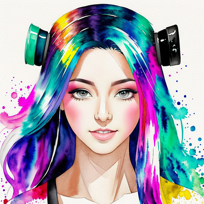 Young girl watercolor girl