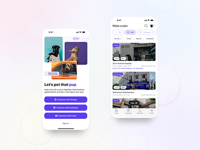 Mobile App Case Study: Dog Caring App | Login and Home Page home page mobile app mobile app design onboarding ui design ui ux design ux design