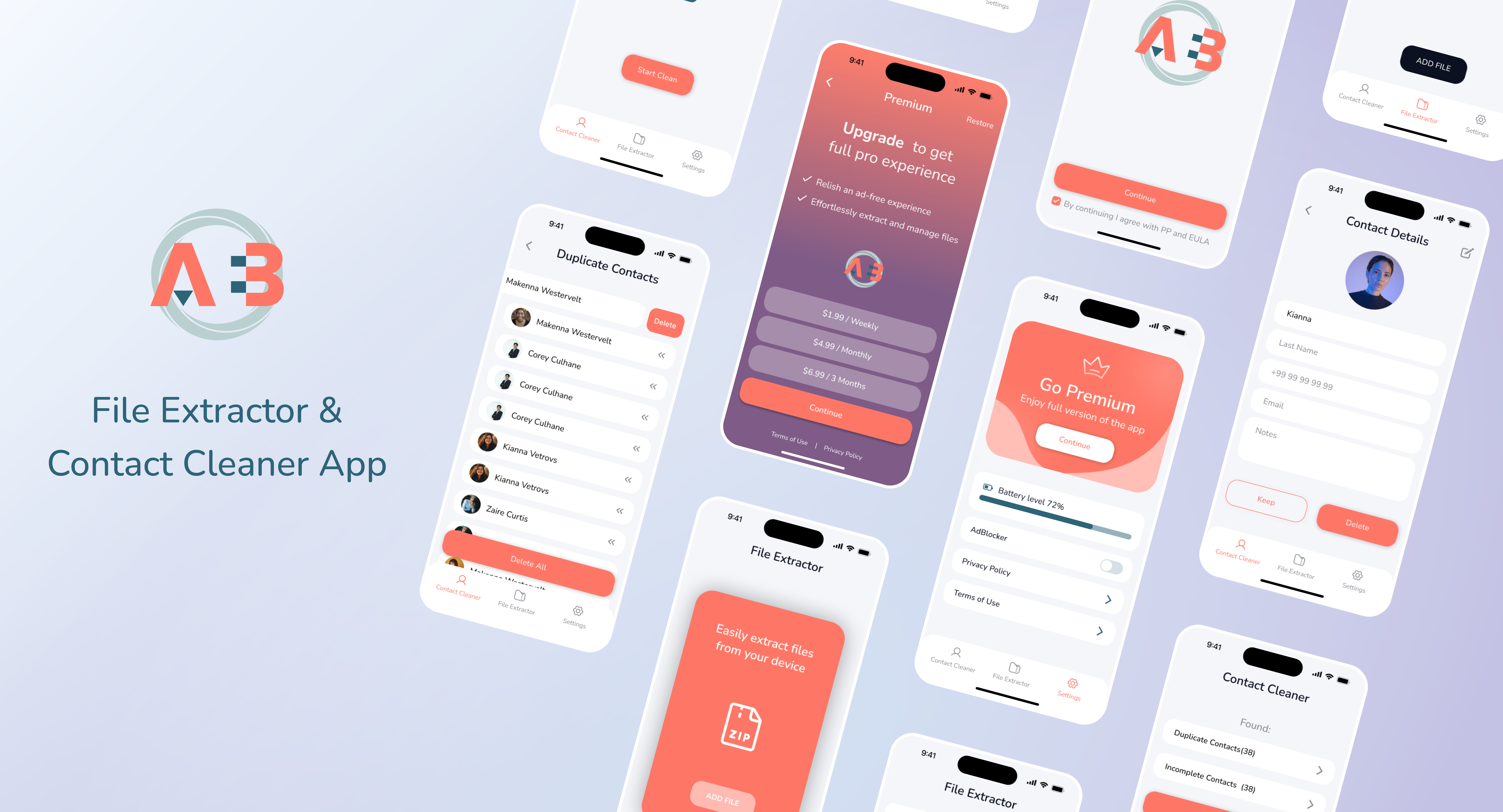 File Extractor & Contact Cleaner iOS App UX Design app app design design figma ios ipad light theme logo mobile app tablet design ui uiux user research ux ux design