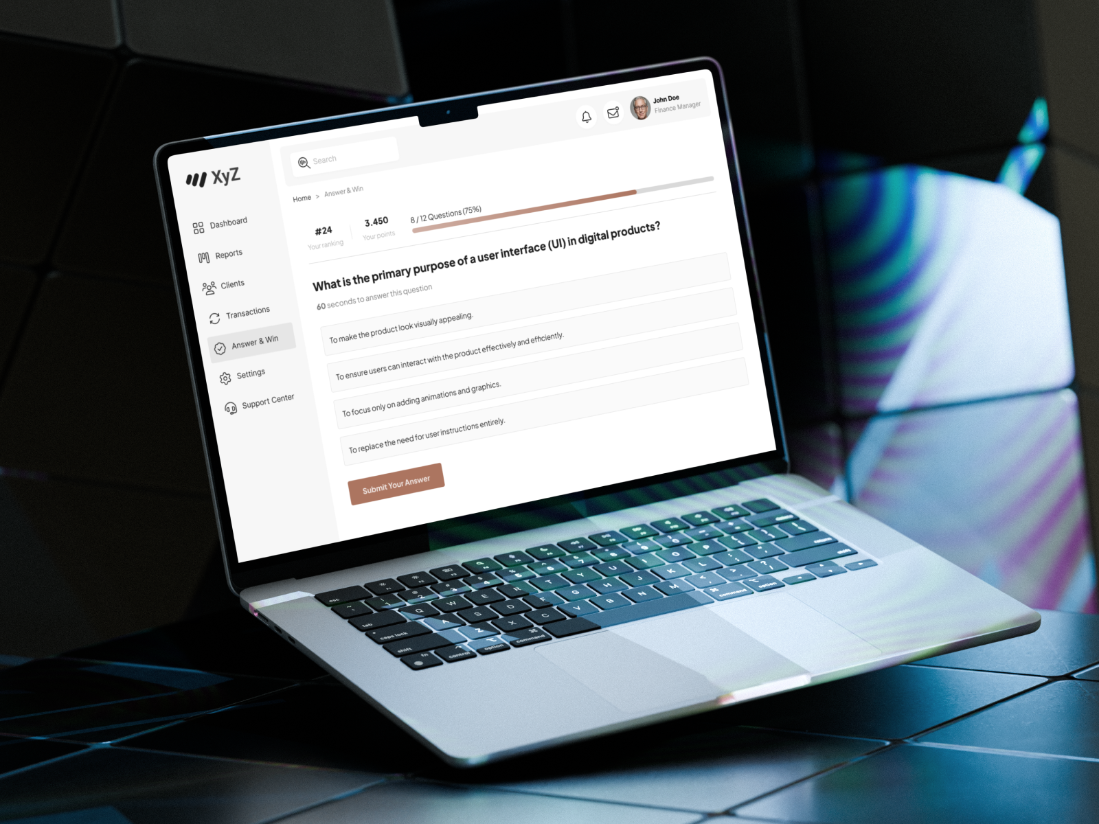 Answer & Win: Gamified Learning for Dealer Loyalty b2b dealerportal edtech experienceflow feedbackloop gamification interactiveui leaderboard learningexperience loyalty microlearning motivationdesign productdesign progressbar quizapp rewardsystem uidesign userengagement uxdesign uxstrategy