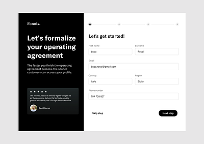 Onboarding Process black branding button buttons comment design flat form graphic graphic design inputs interaction number numbers onboarding process steps ui