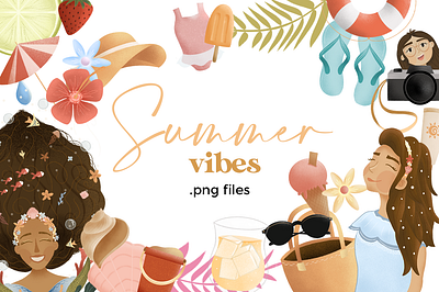 Summer vibes design digital art flower girl illustration procreate summer tropical vibes