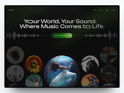 Harmoni - Web Music Streaming Website branding design graphic design hero landing page music streaming ui web design website