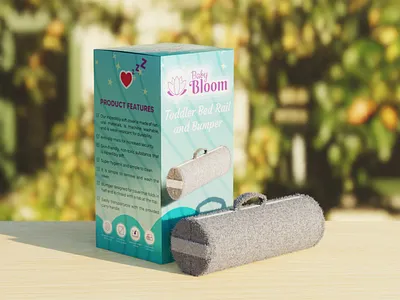 Baby Product Packaging for Amazon with Product Insert 3d modeling adobe illustrator baby product bed rail graphic design package design packaging design product design product package