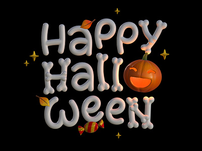 3D Happy Halloween 3d 3d illustration 3d lettering halloween illustration lettering letters pumpkin