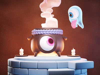 Halloween illustration 3d animation blender cauldron character creepy eye fantasy ghost halloween illustration kid icarus monster motion graphics spooky terror tongue trickortreat witch witchpot