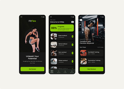 Health & Fitness App UI exerciseapp fitnessapp healthandfitness healthtech healthyliving mobiledesign mobileui uidesign wellness workoutapp