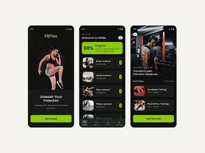Health & Fitness App UI exerciseapp fitnessapp healthandfitness healthtech healthyliving mobiledesign mobileui uidesign wellness workoutapp