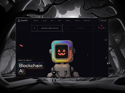 ChainGPT Website — Halloween Edition 3d character animation blockchain blockchain ai blockchain design halloween halloween edition halloween mode interaction interactive character web design