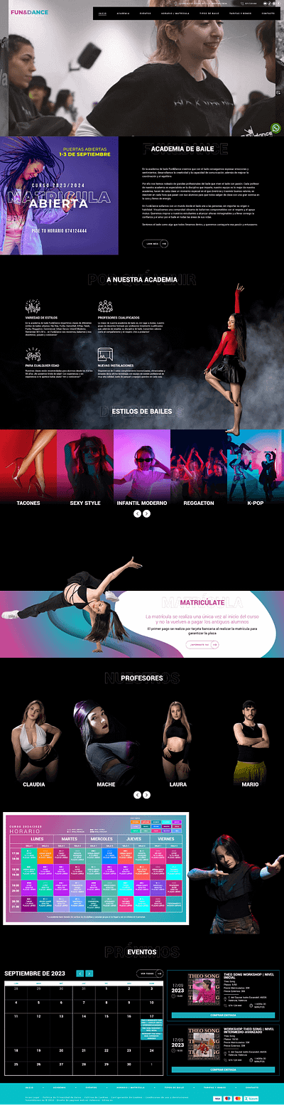 Diseño fenomenal para sitio web de academia de baile valenciana