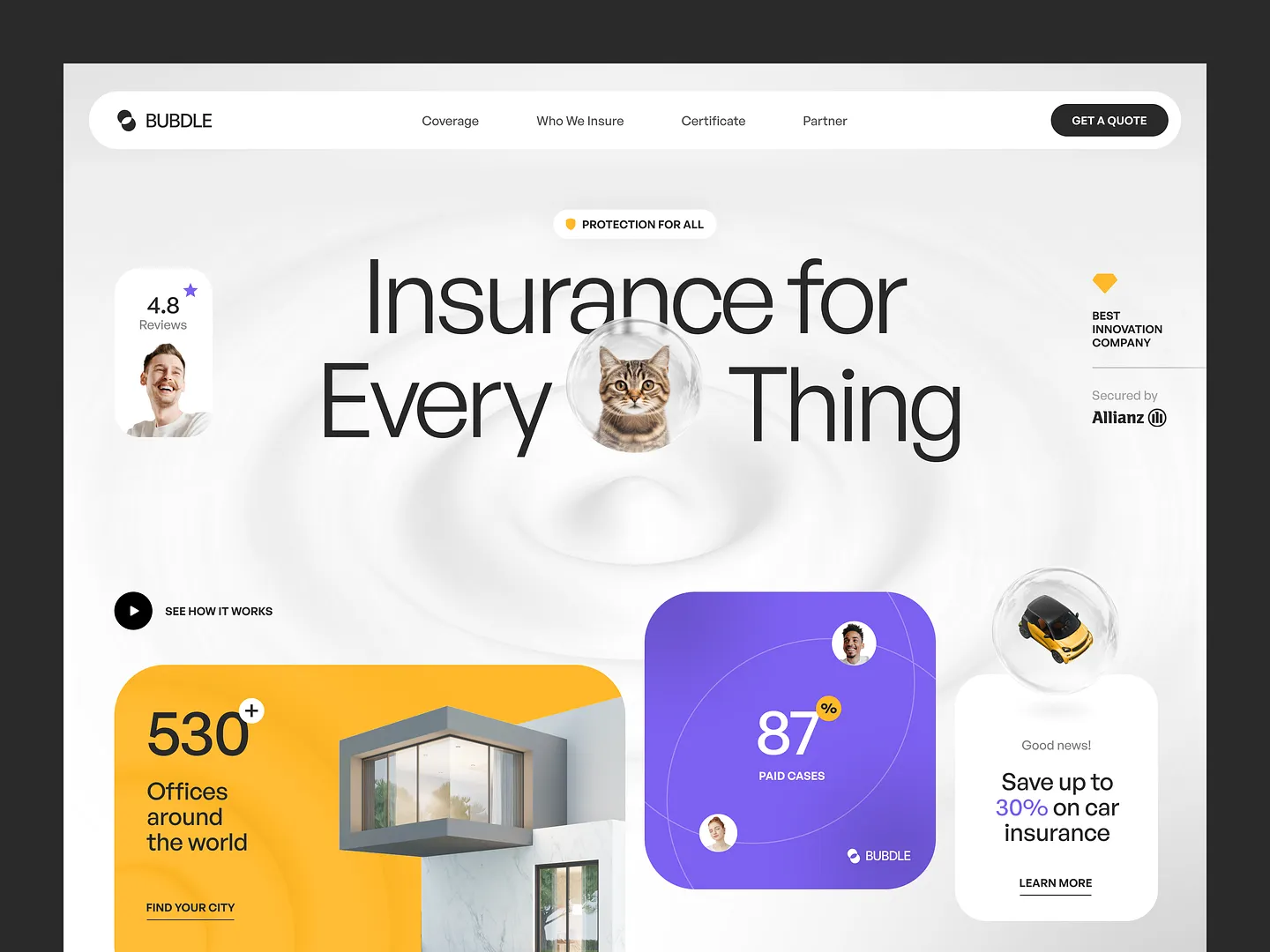 Innovative Insurance Website Design: Bubdle