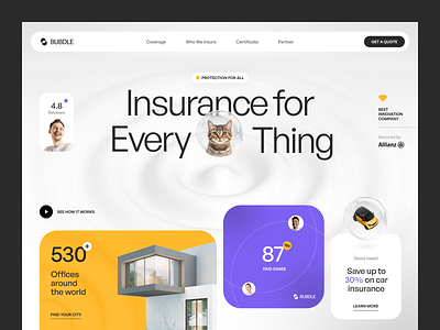 Bubdle Website design insurance insurance company insurance landing page insurance website insurtech interface product service startup ui ux web website