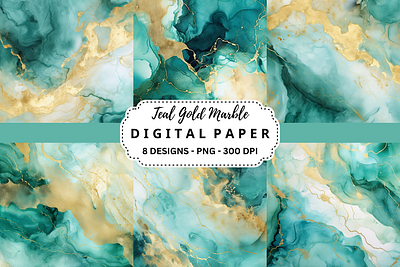 Teal Gold Marble Background tumbler wrap
