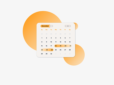 Calendar calendar dates orange selected dates ui components web design