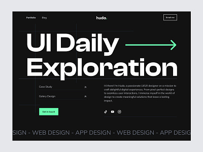#Exploration-Hero Section-Portfolio website clean dark minimalish personal web portfolio website ui ux web design