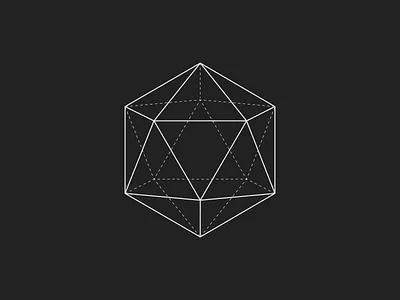 Icosahedron Graphic 3d black dark geometric icosahedron light white