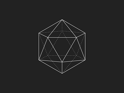 Icosahedron Graphic 3d black dark geometric icosahedron light white