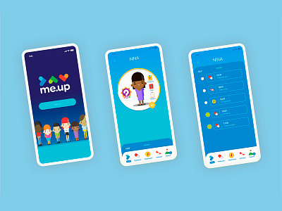 Me up empowers transplant recipients through play . Sandoz app avatar dashboard dmo dmo design company educational friendly game gamification health healthcare illustration interactive interface kids medication template ui ux welness