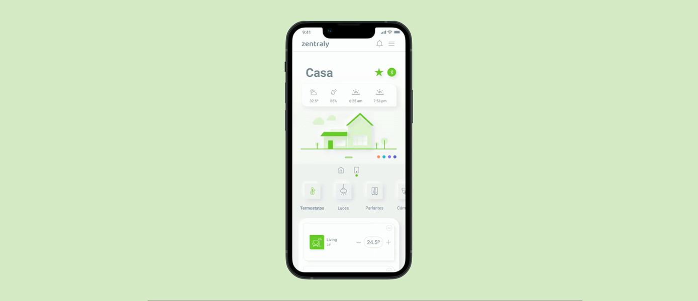 Smart heating assistant . Zentraly app automation climate dmo dmo design company elegant home interface minimal minimalism modern motion graphics neomorphism product design shadows simple smart thermostat ui ux