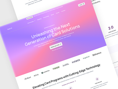 Card Solutions landing page concept branding creative landing page design finance landing page finance website fintech fintech landing page ui web design