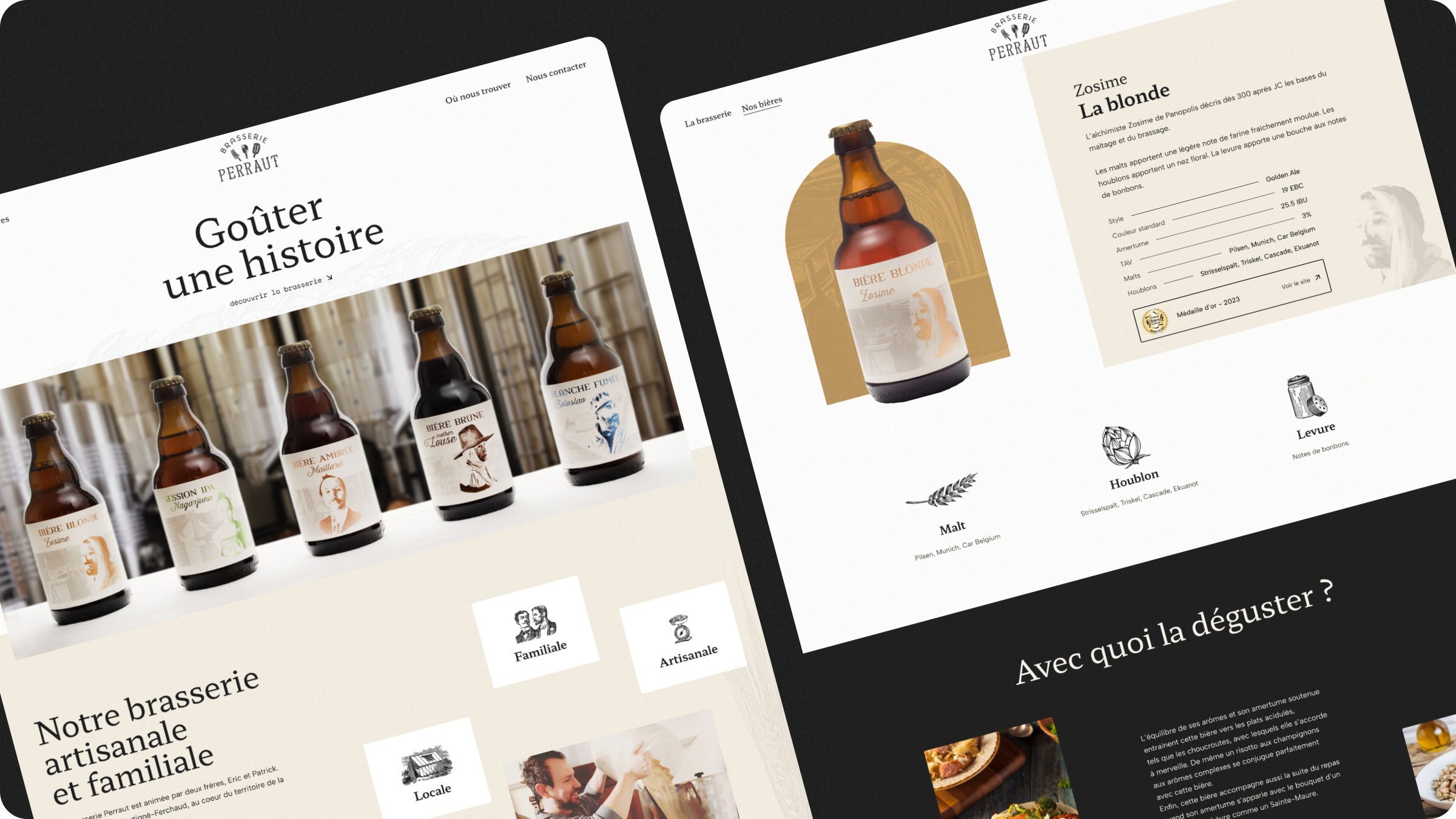 Brasserie Perraut beer branding brewing design ui ux webflow