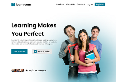 learn.com (online course concept) aid book college concept course design financial future landing page learn library online student typography uiux website