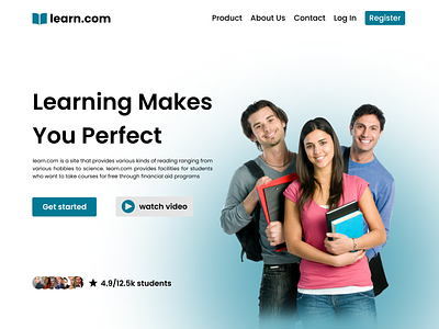 learn.com (online course concept) aid book college concept course design financial future landing page learn library online student typography uiux website