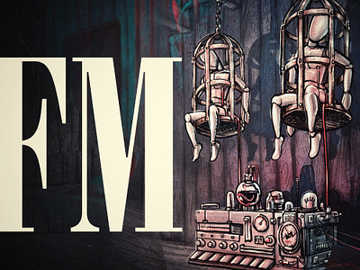 FM act black dark mood design digital illustration drama drawing graphic design graphics illustration play puppet cage puppets steampunk style theater